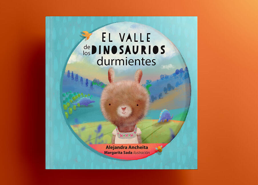 El valle de los dinosaurios durmientes Cover illustration of The Valley of Sleeping Dinosaurs, written by Alejandra Ancheita and illustrated by Margarita Sada